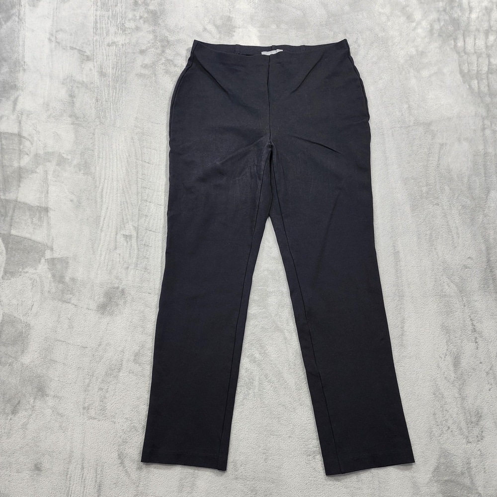 Liz Claiborne Pants Womens M Black Ponte Straight Leg Pull On Stretch Office